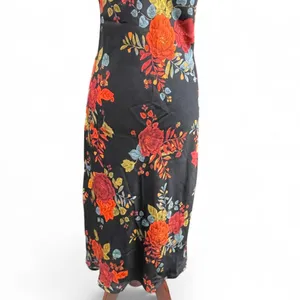Sara Michelle 90s Style Black‎ Floral Spaghetti Strap Midi Slip Dress Small NWT thumbnail 4