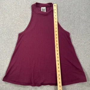 Free People Ribbed High Neck Tank Top Women's X-Small Purple Sleeveless Swing thumbnail 4