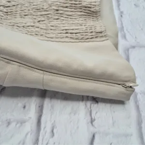 Abercrombie Fitch Tailored Corset Crop Top Size L Beige Tan Smocked Side Zip thumbnail 7