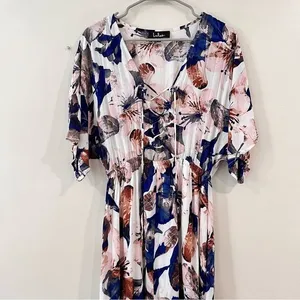 Lulus Loveliest of all White Blue Floral Lace Up Cut Out Maxi Dress Size‎ SMALL thumbnail 7