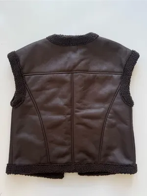 Future Collective Reese Blutstein Faux Shearling Vest Dark Brown Size Small thumbnail 8