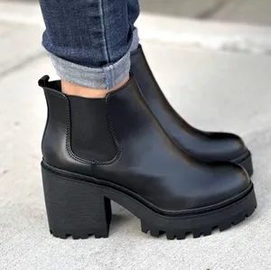 Soda Black Chunky Heel Ankle Bootie thumbnail 1