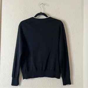 Banana Republic Crew Neck Black Cardigan Size Medium Stretch Cotton thumbnail 5