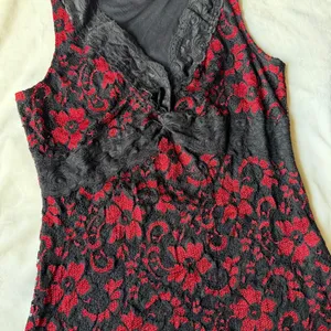 vintage y2k whimsygoth witchy fairycore black & red lace tank top size small thumbnail 3