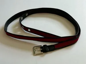 Red Belt With Black And Silver Buckle 3/4” Wide And Length 47.5” Will Xl thumbnail 1