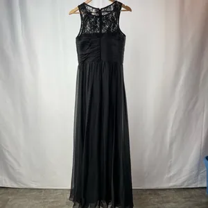 Monique Lhuillier Bridesmaids Sleeveless Lace Detail Gown in‎ Black Size 8 thumbnail 5