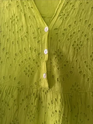 Sleeveless Eyelet Midi Dress in Lime Green thumbnail 3
