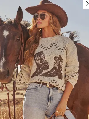 Vici Cowboy Sweater in Heather Brown size Small thumbnail 5
