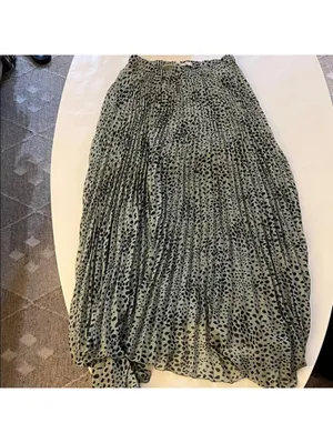 Abercrombie & Fitch Leopard Print Flowy Pleated Midi Maxi Skirt Green Black XS thumbnail 2