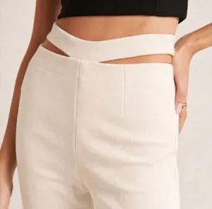 Abercrombie and Fitch White Cut Out Trousers thumbnail 2