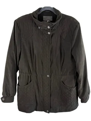 Croft‎ & Barrow Brown Full Zip Soft Faux Suede Mock Neck Jacket Pockets Size L thumbnail 1
