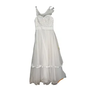 White Tulle Wedding Dress Sequin Pearl Embroidered Bodice Beach Bridal Gown thumbnail 2