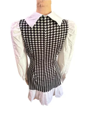 ChicMe Houndstooth Mini Dress, Women’s Size M Black and White thumbnail 6