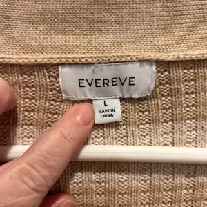 Evereve Large Kiki Cardigan Beige‎ Striped Waffle Knit Cotton Modal Sweater thumbnail 5