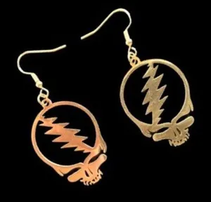 1 Pair Grateful Dead Gold Plated Stainless Steel Earrings Steal Your Face thumbnail 1