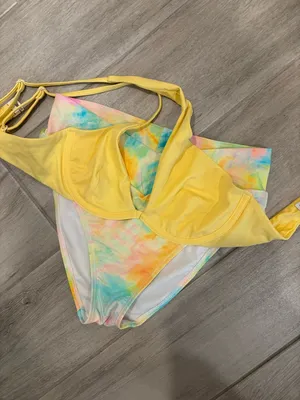 Onia yellow bikini top with tie dye bottoms size Small‎ thumbnail 9