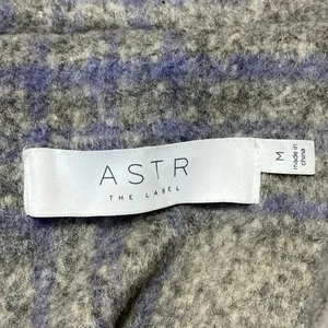 ASTR The Label Gray Plaid Checkered Long Sleeve Button Trench Over Coat Jacket M thumbnail 4