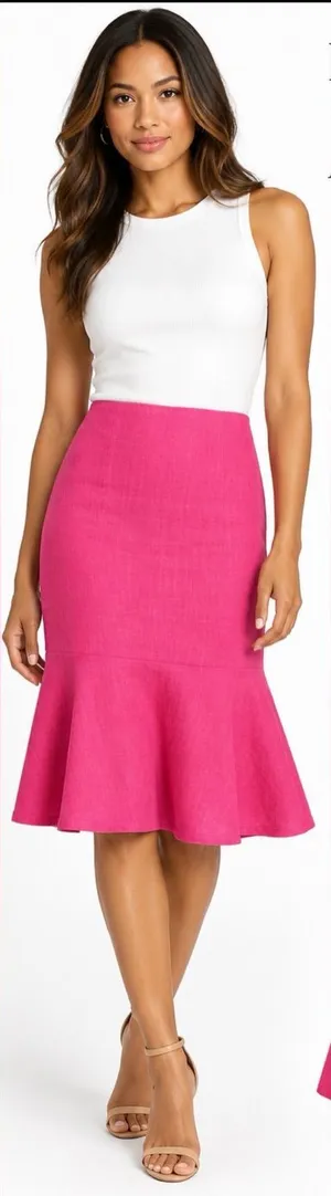 LAUREN RALPH LAUREN Linen Flare Skirt Size 8 thumbnail 1