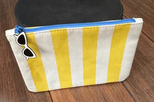 ipsy Ipsy Yellow & White Striped Cosmetic Glam Bag thumbnail 2
