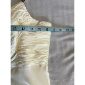 Anne Klein Silk V-Neck Midi Dress Champagne Gathered Zip‎ Flowy Size 12 thumbnail 5