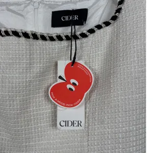 Cider Dress S Ivory Metallic Tweed Braided Trim Square Neck Mini Pockets NEW thumbnail 4