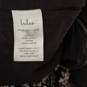 Lulus Size S Black Floral Print Jumpsuit Wide Leg Tie Back Pockets V Neck thumbnail 6