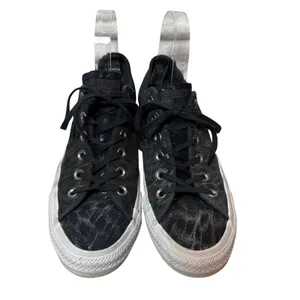 Converse All Star Low Top Sneaker Black Metallic Sparkle Women's Size 8 Grunge‎ thumbnail 2