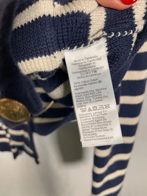 J. Crew Womens Emilie Cardigan Sweater Lady Jacket Navy Blue Stripes Large Bx482 thumbnail 4
