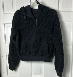 Lululemon quarter zip Sherpa hooded kangaroo pocket Size 4 thumbnail 1