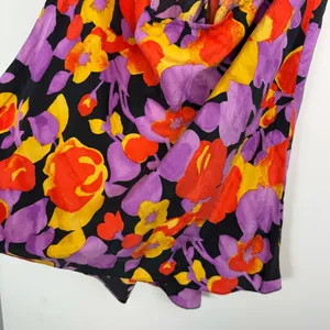 Y2K Abstract Floral Halter Top Sz Medium 100% Silk thumbnail 12