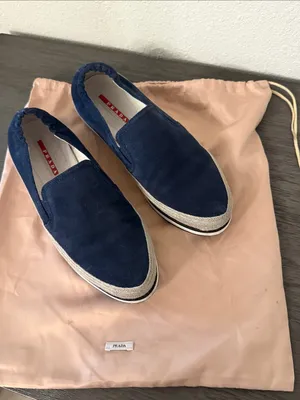 PRADA Navy Blue Suede Espadrille Platform Slip on Sneakers IT‎ 37 US 7 thumbnail 12