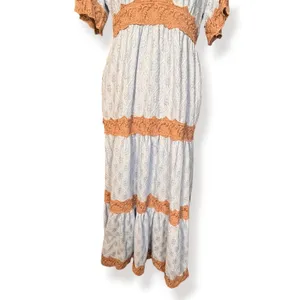 Davi & Dani Blue Lace Trim Tiered Maxi Dress Cottagecore Boho Dress Romantic thumbnail 5