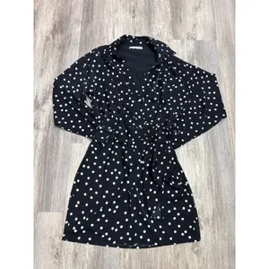 Abercrombie & Fitch Black Polka Dot Long Sleeve Wrap Mini Dress XS Tall thumbnail 2