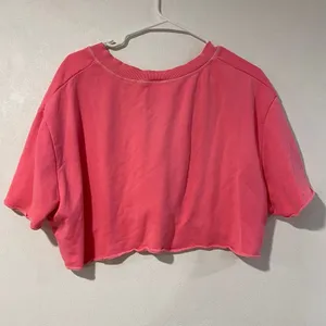 Out From Under Pink Cropped Sweatshirt V Neck Raw Hem Boxy Top XS thumbnail 2