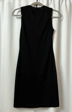 Solid Black Sleeveless Zip Up Mini Bodycon Dress Size M thumbnail 5