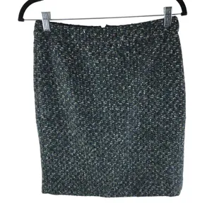 J Crew Tweed Pencil Skirt Back Slit Wool Blend Lined Green Purple 2 thumbnail 1
