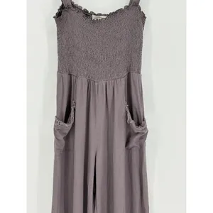 Rustic Rack Wide Leg Jumpsuit Womens Large Gray Smocked Boho Slouchy Lounge‎ thumbnail 6