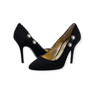 new Hale Bob ☀︎︎ Crystal Cut Out Embellished Pump Heel ☀︎︎ Black Suede ☀︎︎ 6.5M thumbnail 3