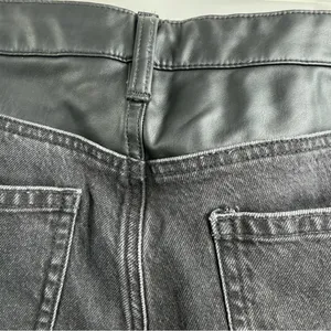 American Eagle Super High Rise Ankle Straight Jeans 12 Black Vegan Leather thumbnail 7
