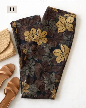 Tommy Bahama 100% Silk Tropical Floral Pants Wide Leg Resort Y2K Size 14 thumbnail 1