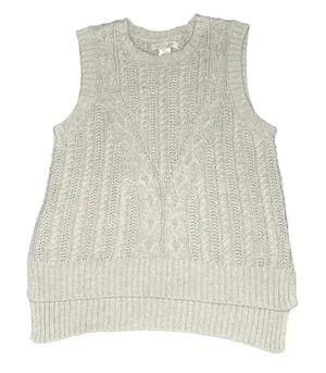 Rachel Zoe Women's Small Grey Cable Knit Sleeveless Sweater Vest Casual‎ Preppy thumbnail 1