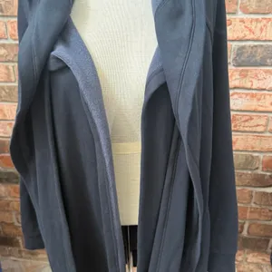 Fabletics Geri Long Wrap Cardigan Size Large NEW Cozy Soft Fleece Attached Scarf thumbnail 2