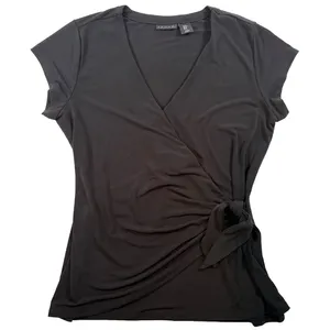 Tahari Black Side Tie Wrap Top | Size Medium thumbnail 6