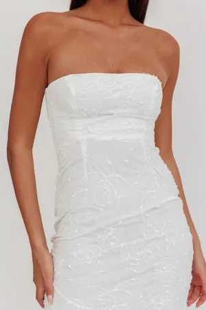 New Selfie Leslie Saints & Secrets Bia Strapless Embroidered Midi Dress Size Small thumbnail 3