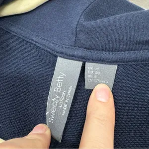 Sweaty Betty Navy Blue Oversized Hoodie Sweatshirt Women’s 8 Exposed Seams thumbnail 4
