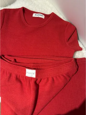 PARKE Holiday Waffle T-Shirt & Pants Set – Small – Special Edition – NWOT thumbnail 1
