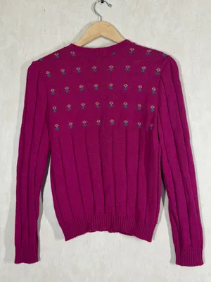 Pendleton Women’s Vintage 100% Virgin Wool Floral Sweater in Pink S thumbnail 4