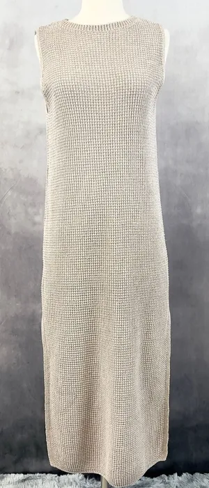 Zara Womens Crochet Knit Dress Small Sleeveless Midi Quiet‎ Luxury Metallic Chic thumbnail 1