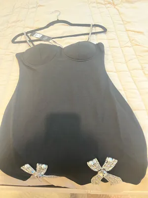 Black Rhinestone Bow Bodycon Mini Dress thumbnail 6