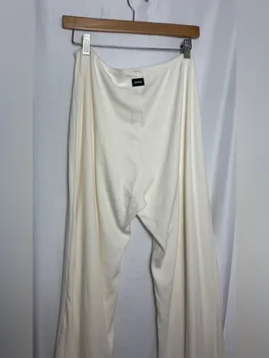 Skims ribbed bone Cream Wide-Leg Pants cozy XL NWOT thumbnail 5